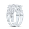 14kt White Gold Womens Round Diamond Wrap Enhancer Wedding Band 1 Cttw