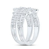 14kt White Gold Womens Round Diamond Wrap Enhancer Wedding Band 1 Cttw
