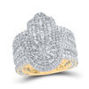 10kt Yellow Gold Mens Baguette Diamond Hamsa Cluster Ring 6-3/8 Cttw