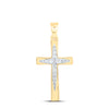 10kt Yellow Gold Womens Round Diamond Cross Pendant 1/10 Cttw