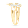10kt Yellow Gold Womens Round Diamond Mom Heart Butterfly Ring 1/6 Cttw