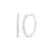 10kt White Gold Womens Round Diamond Slender Single Row Hoop Earrings 1/4 Cttw