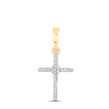 10kt Yellow Gold Womens Round Diamond Cross Pendant 1/12 Cttw