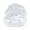 10kt White Gold His Hers Round Diamond Square Matching Wedding Set 3/4 Cttw