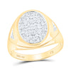 14kt Yellow Gold Mens Round Diamond Oval Cluster Ring 1/4 Cttw