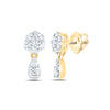 10kt Yellow Gold Womens Round Diamond Cluster Dangle Earrings 1/4 Cttw