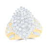 10kt Yellow Gold Womens Round Diamond Marquise-shape Cluster Ring 2 Cttw