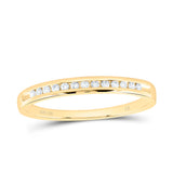 14kt Yellow Gold Womens Round Diamond Wedding Single Row Band 1/10 Cttw
