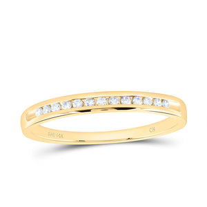14kt Yellow Gold Womens Round Diamond Wedding Single Row Band 1/10 Cttw
