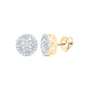 14kt Yellow Gold Round Diamond Cluster Earrings 1/6 Cttw