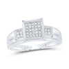 Sterling Silver Womens Round Diamond Square Cluster Ring 1/10 Cttw