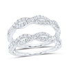 14kt White Gold Womens Round Diamond Wrap Ring Guard Enhancer 3/4 Cttw