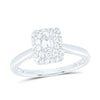 14kt White Gold Emerald Diamond Halo Bridal Wedding Engagement Ring 1/2 Cttw
