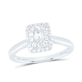 14kt White Gold Emerald Diamond Halo Bridal Wedding Engagement Ring 1/2 Cttw