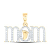 10kt Yellow Gold Womens Round Diamond Foot Mom Pendant 1/5 Cttw