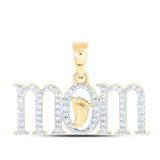 10kt Yellow Gold Womens Round Diamond Foot Mom Pendant 1/5 Cttw