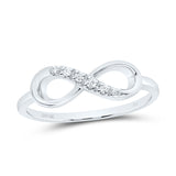 10kt White Gold Womens Round Diamond Infinity Band Ring 1/20 Cttw