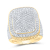 14kt Yellow Gold Mens Round Diamond Pillow Cluster Ring 5 Cttw