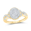 10kt Yellow Gold Womens Round Diamond Oval Cluster Ring 1/4 Cttw