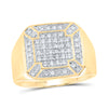 10kt Yellow Gold Mens Round Diamond Square Cluster Ring 1/3 Cttw