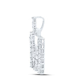 10kt White Gold Womens Round Diamond M Initial Letter Pendant 1/6 Cttw