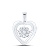 Sterling Silver Womens Round Diamond Moving Twinkle Heart Pendant 1/10 Cttw