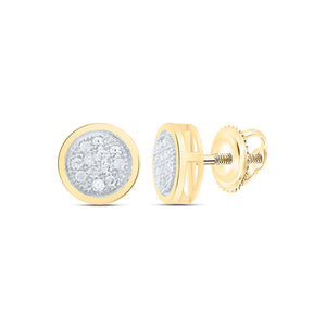 10kt Yellow Gold Womens Round Diamond Circle Earrings 1/20 Cttw