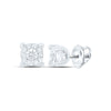 10kt White Gold Womens Round Diamond Miracle Solitaire Earrings 1/20 Cttw