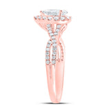 14kt Rose Gold Pear Diamond Halo Bridal Wedding Engagement Ring 1 Cttw