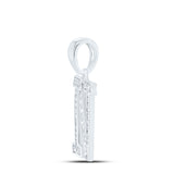 10kt White Gold Womens Round Diamond Initial N Letter Pendant 1/10 Cttw