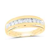 10kt Yellow Gold Mens Round Diamond Wedding Single Row Band Ring 1/2 Cttw