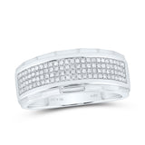 Sterling Silver Mens Round Diamond Band Ring 1/3 Cttw