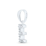10kt White Gold Womens Round Diamond E Initial Letter Pendant 1/20 Cttw