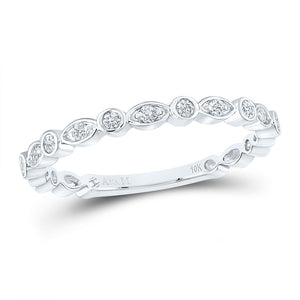 10kt White Gold Womens Round Diamond Stackable Band Ring 1/8 Cttw