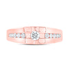 10kt Rose Gold Mens Round Diamond Solitaire Band Ring 1/2 Cttw