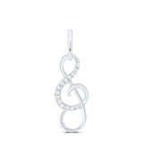10kt White Gold Womens Round Diamond Treble Clef Music Note Pendant 1/10 Cttw