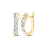 10kt Yellow Gold Womens Round Pave-set Diamond Hoop Earrings 1/6 Cttw