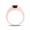 10kt Rose Gold Mens Cushion Onyx Diamond Band Ring 2 Cttw