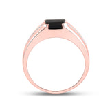 10kt Rose Gold Mens Cushion Onyx Diamond Band Ring 2 Cttw