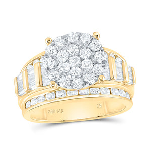 10kt Yellow Gold Round Diamond Cluster Bridal Wedding Engagement Ring 2 Cttw