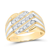 10kt Yellow Gold Mens Round Diamond Triple Row Cluster Ring 1/2 Cttw