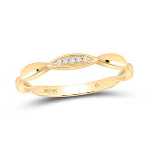 10kt Yellow Gold Womens Round Diamond Contour Stackable Band Ring .02 Cttw