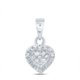 Sterling Silver Womens Round Diamond Heart Pendant .03 Cttw