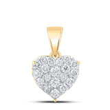 10kt Yellow Gold Womens Round Diamond Heart Pendant 7/8 Cttw