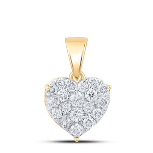 10kt Yellow Gold Womens Round Diamond Heart Pendant 7/8 Cttw