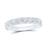 14kt White Gold Womens Round Diamond Single Row Band Ring 2 Cttw