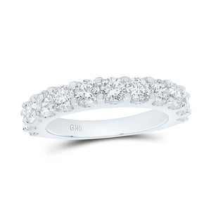 14kt White Gold Womens Round Diamond Single Row Band Ring 2 Cttw