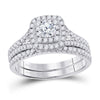 10kt White Gold Round Diamond Bridal Wedding Ring Band Set 1 Cttw