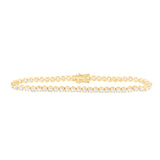 14kt Yellow Gold Womens Round Diamond Classic Tennis Bracelet 3 Cttw