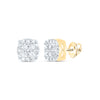 14kt Yellow Gold Womens Round Diamond Cluster Earrings 1/5 Cttw